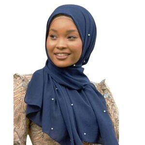 Urban Modesty Women's Pearl Chiffon Hijab Scarf - Navy Blue